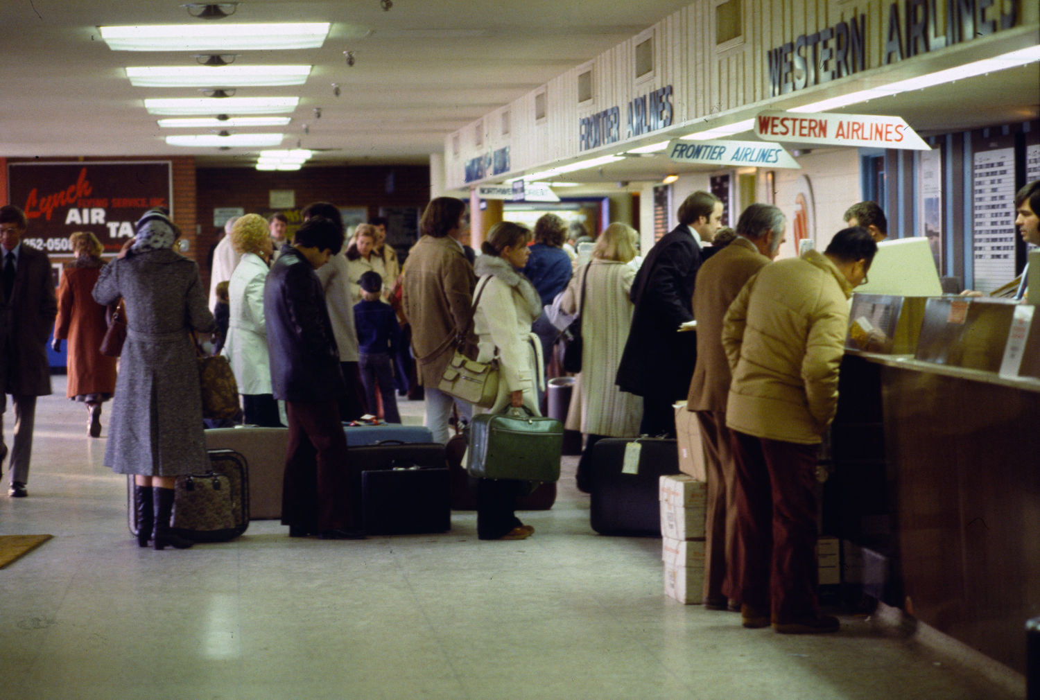 Ticket counter at Billings Logan International Airport, 1978